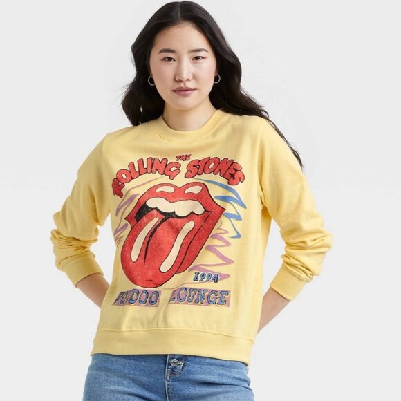 NWT The Rolling Stones Voodoo Lounge 1994 Band Yellow Graphic Crewneck - Picture 1 of 12